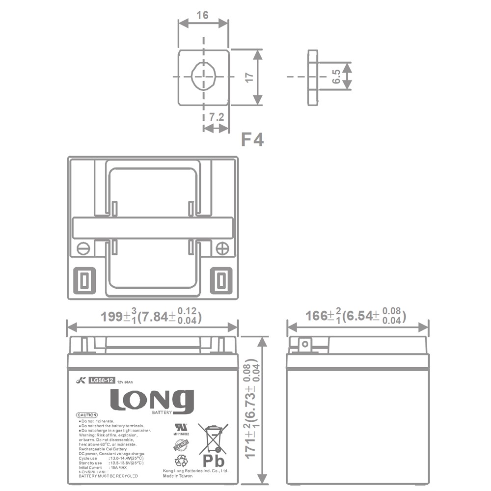 LG50-12 LONG LG50-12, 12Volt 50Ah Jel Ak / Resim - 1